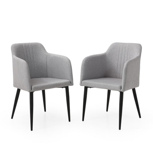 Set of Two 23" Light Gray and Black Upholstered Arm Chair