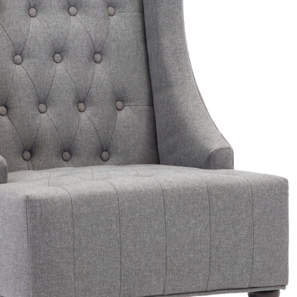 25" Gray and Black Upholstered Tufted Wingback Chair