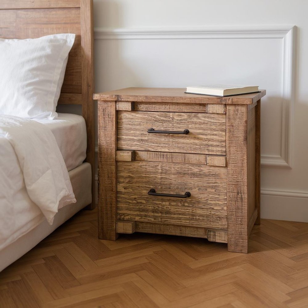 27" Brown Two Drawer Nightstand