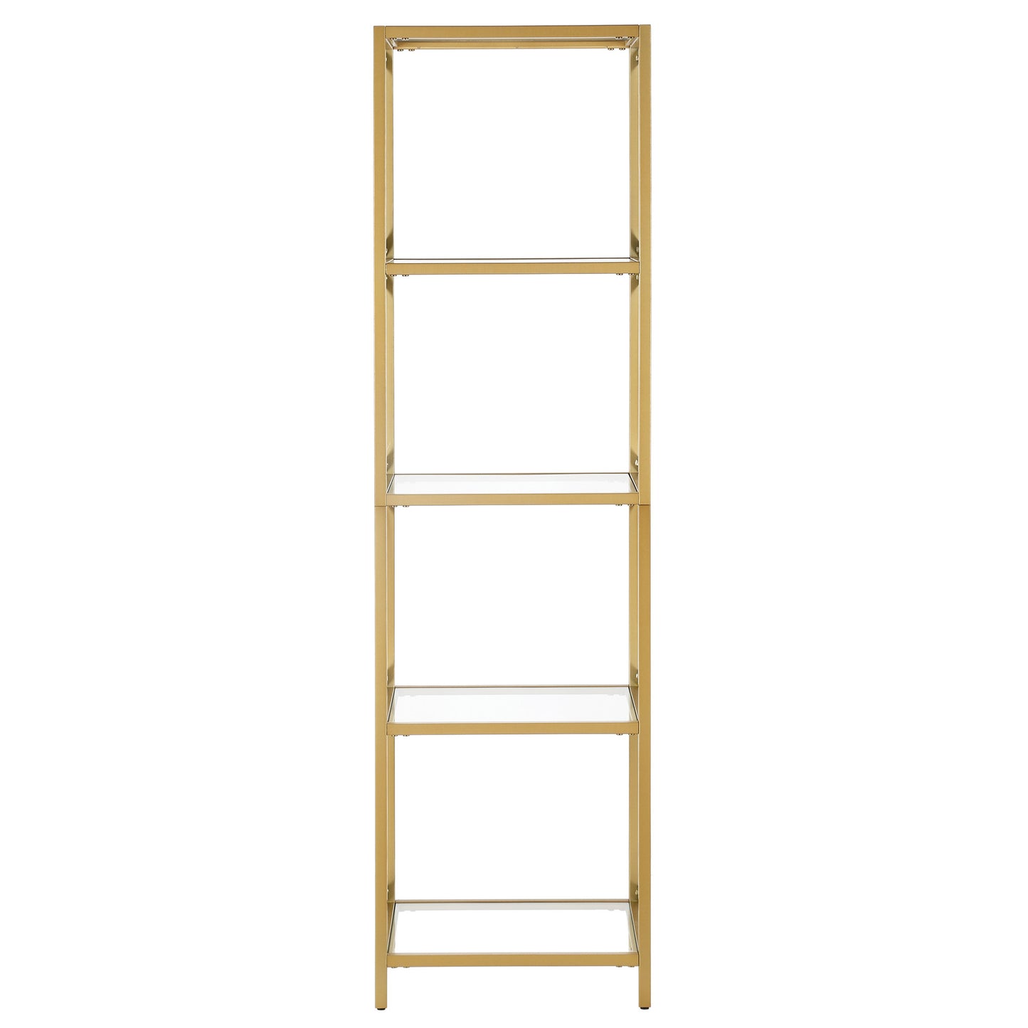 Gold Metal and Glass Four Tier Etagere Bookcase