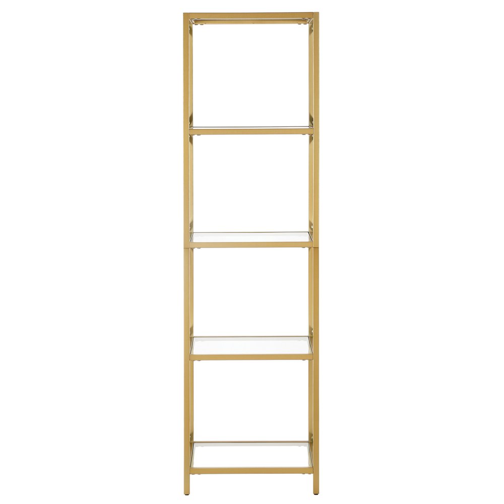 Gold Metal and Glass Four Tier Etagere Bookcase