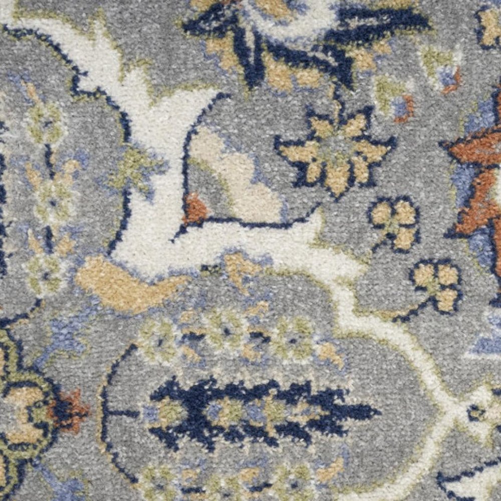 5' X 7' Green and Ivory Floral Power Loom Area Rug