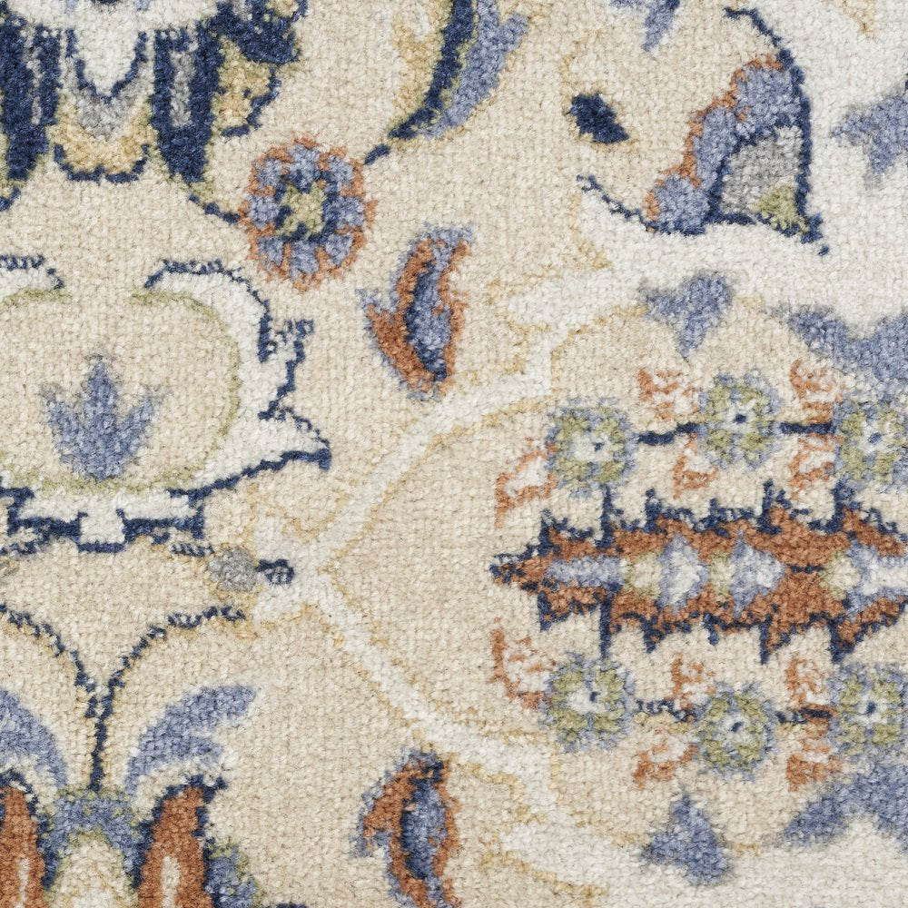 7' X 10' Green and Ivory Floral Power Loom Area Rug