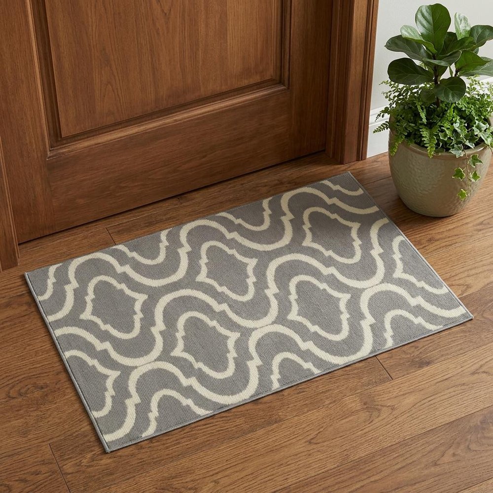 2' X 4' Gray Moroccan Power Loom Area Rug