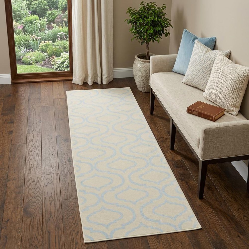 7' Gray Moroccan Power Loom Runner Rug