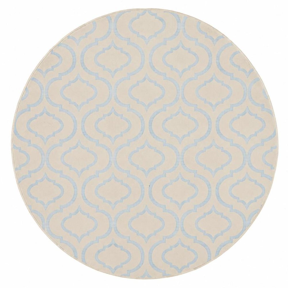5' Ivory And Gray Moroccan Round Rug