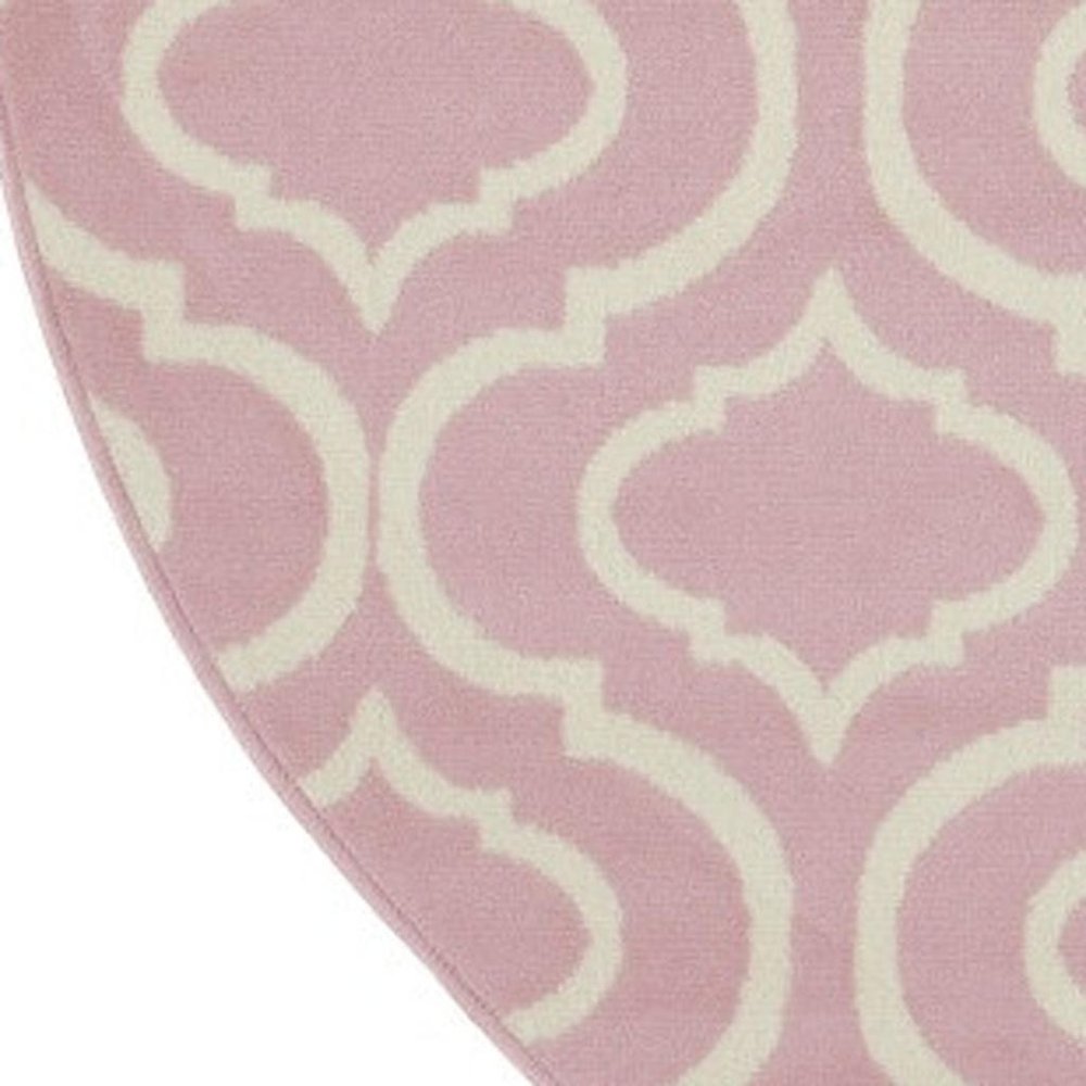 5' Gray Round Moroccan Power Loom Area Rug