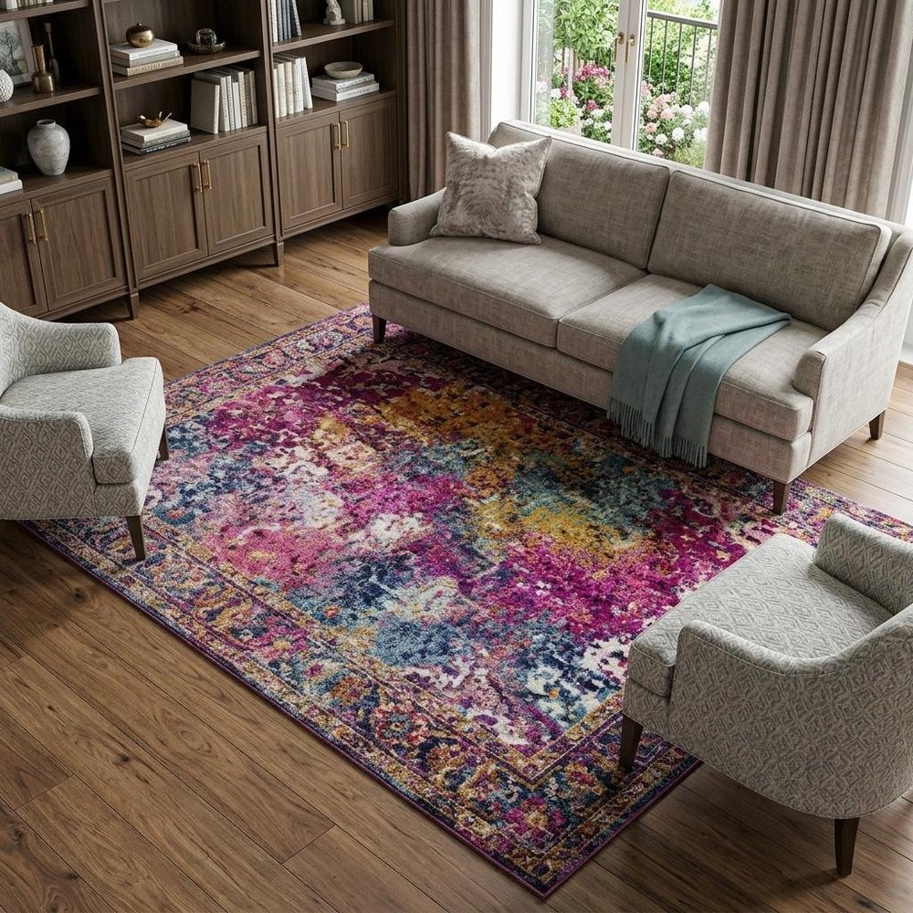 12' X 18' Blue Moroccan Power Loom Distressed Area Rug