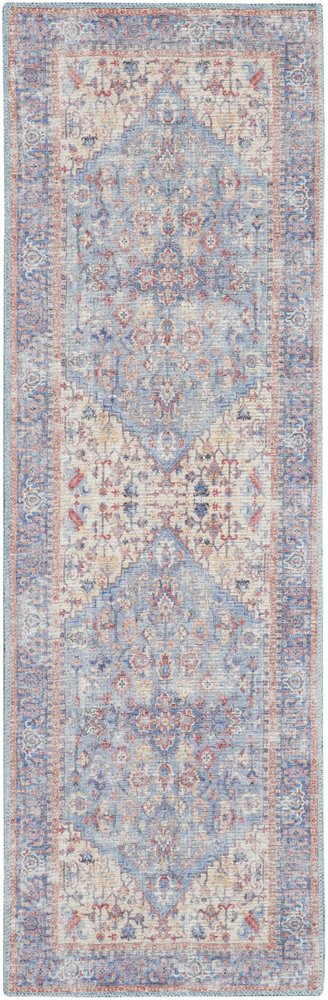 10' Gray Floral Power Loom Distressed Washable Runner Rug