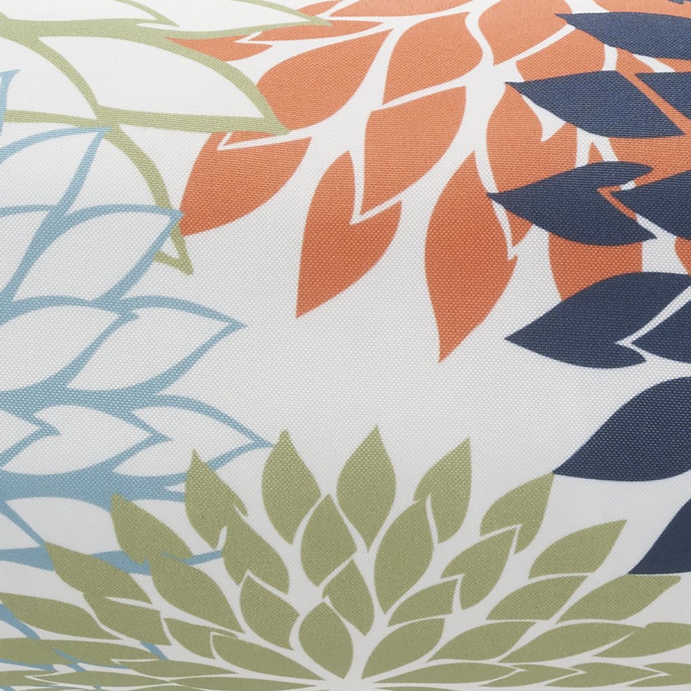 6" X 20" Orange Green and Blue Bolster Floral Indoor Outdoor Throw Pillow