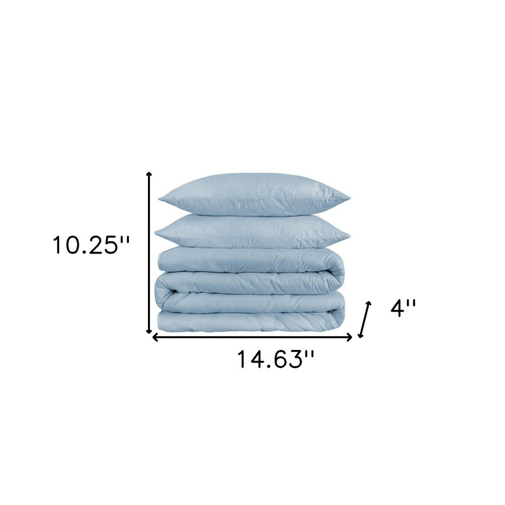 Light Blue King Cotton Washable Duvet Cover Set