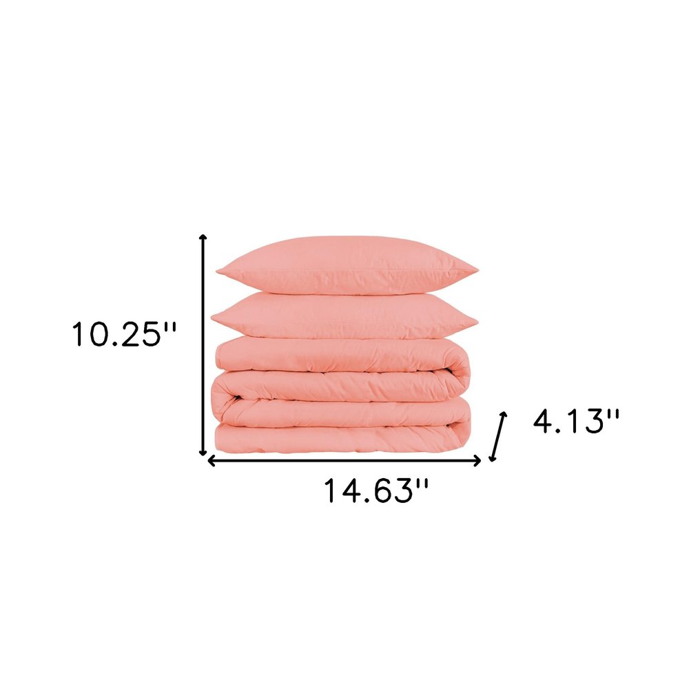 Dusty Rose King Cotton Washable Duvet Cover Set