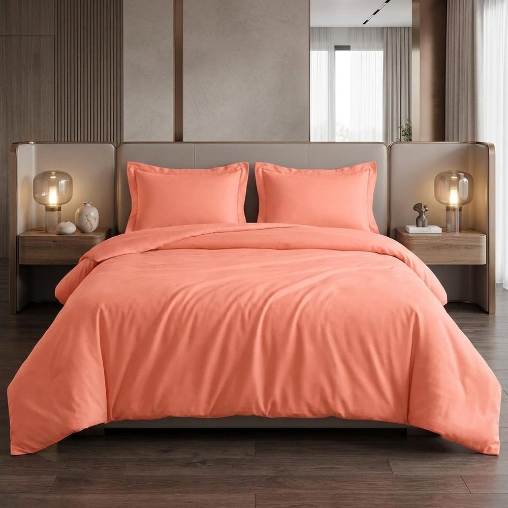 Coral King Cotton Blend 300 Thread Count Washable Duvet Cover Set