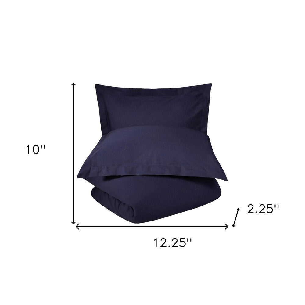 Blue Queen Cotton Washable Duvet Cover Set With Two Shams