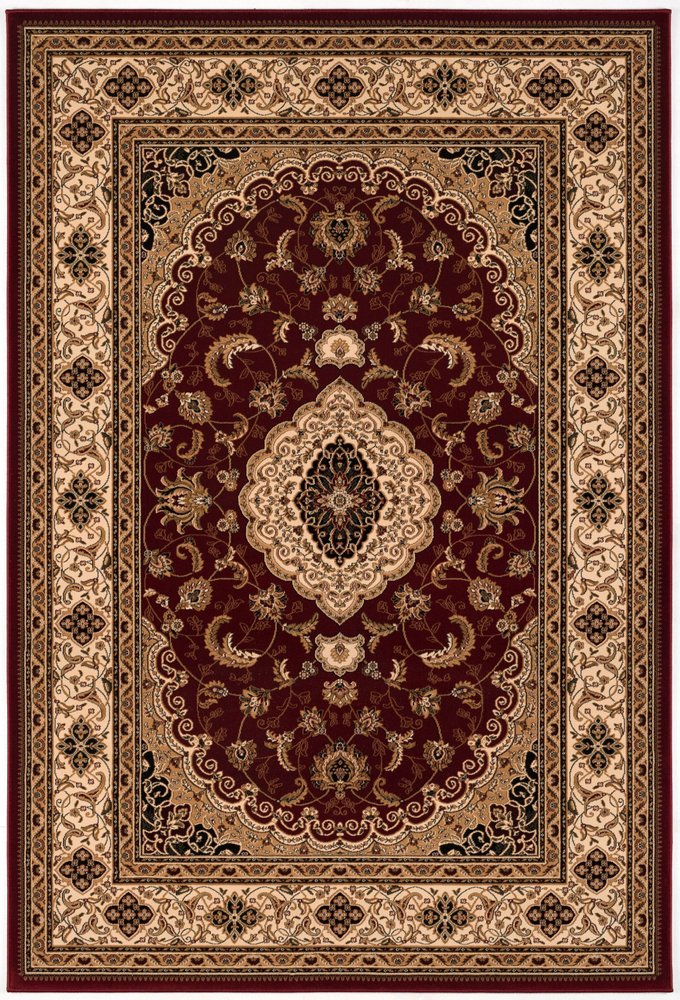 10' X 13' Red and Beige Oriental Distressed Area Rug