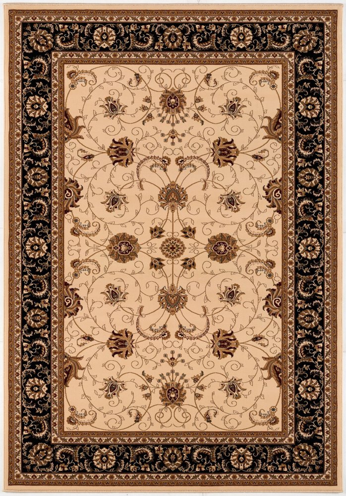 10' X 13' Black and Tan Oriental Washable Non Skid Area Rug