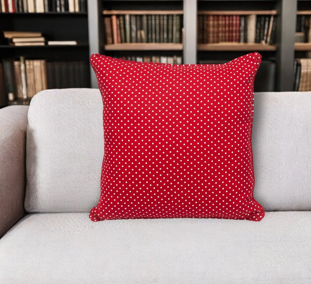 18" Red and White Cotton Reversible Throw Pillow