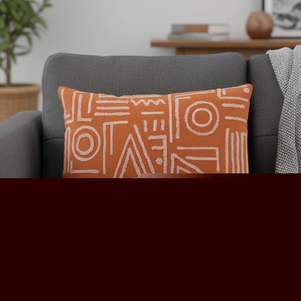 14" X 20" Pink and Orange Geometric Cotton Throw Pillow
