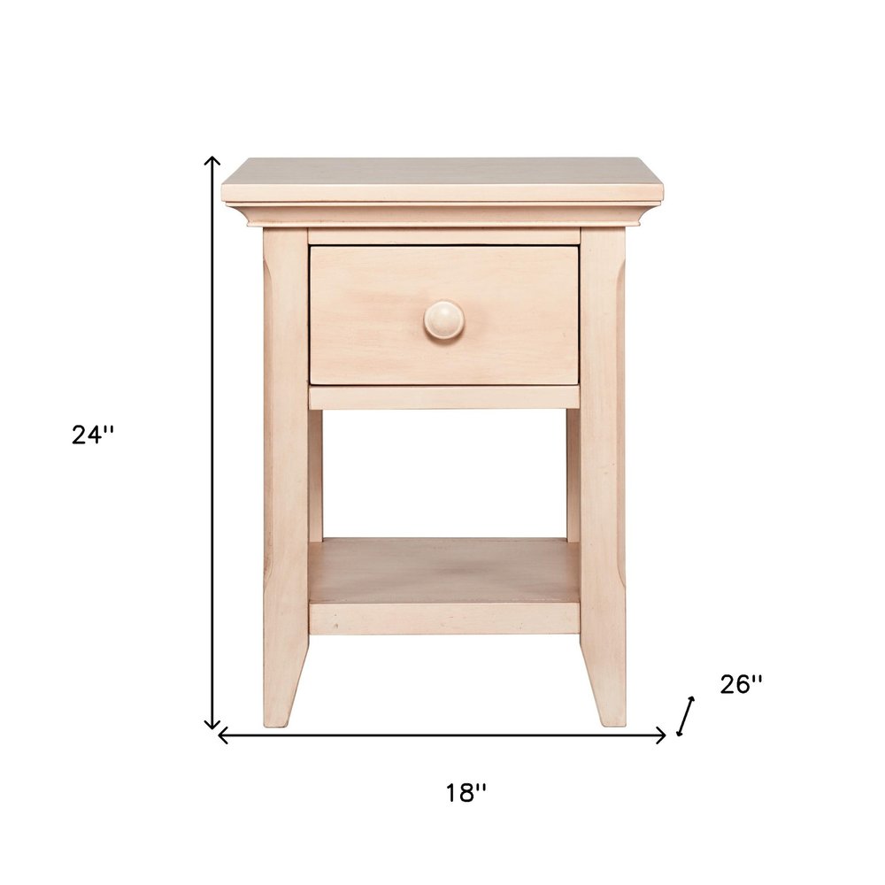 24" Sand Solid Wood Solid and Manufactured Wood One Drawer Nightstand
