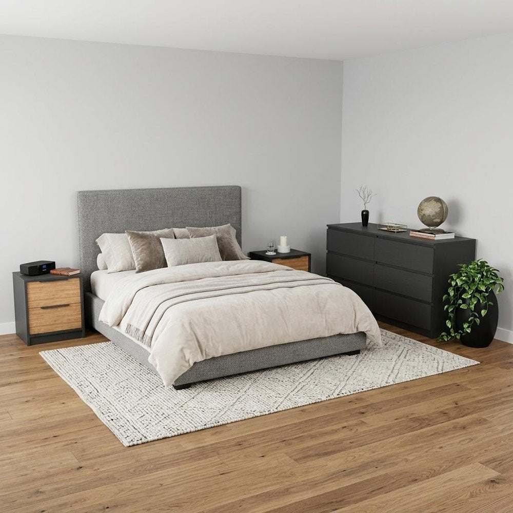 Three Piece Brown and Black Bedroom Set