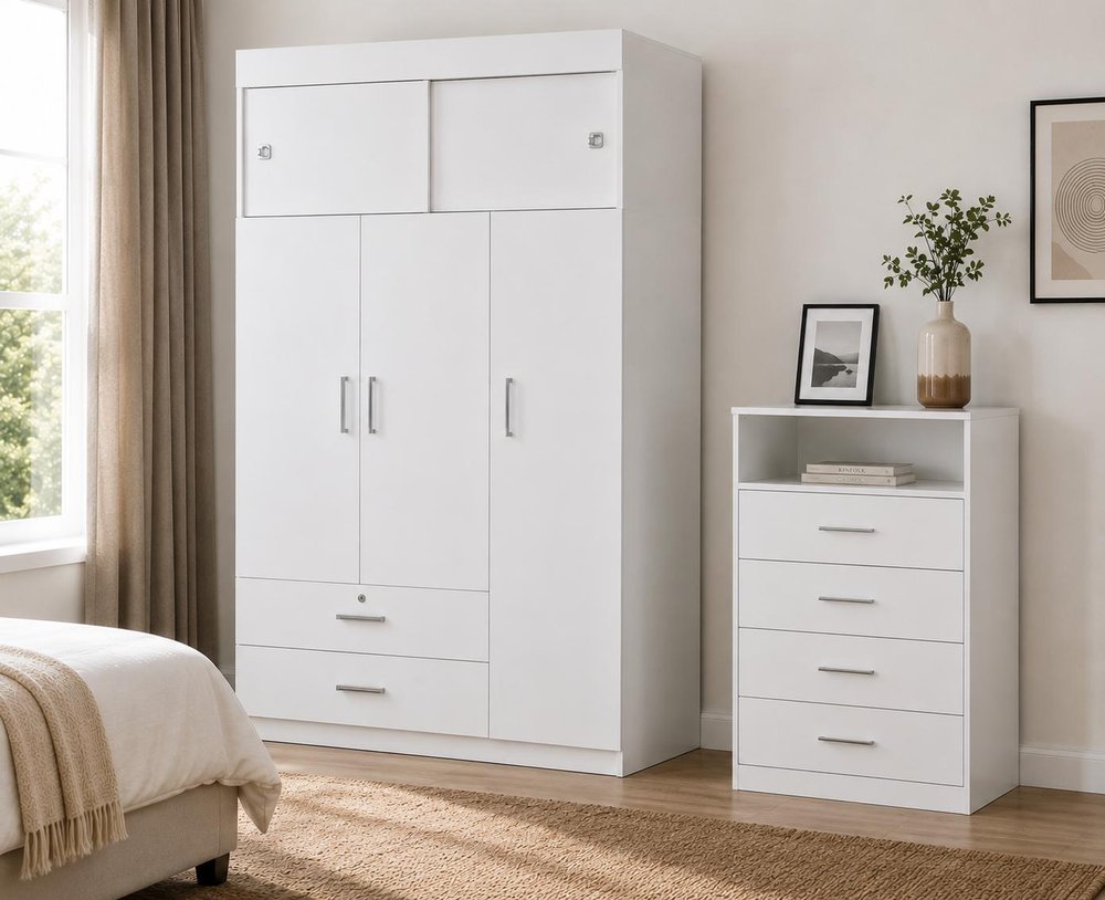 Two Piece White Bedroom Set