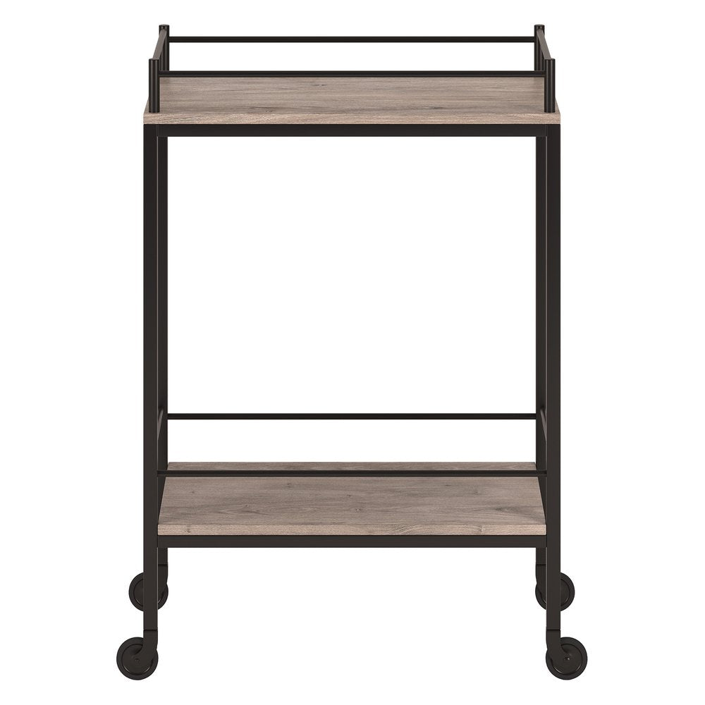Gray and Black Steel Rolling Bar Cart