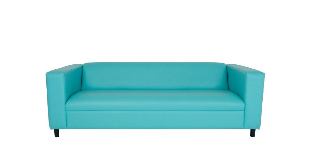 84" Green and White Faux Leather Geometric Sofa With Black Legs