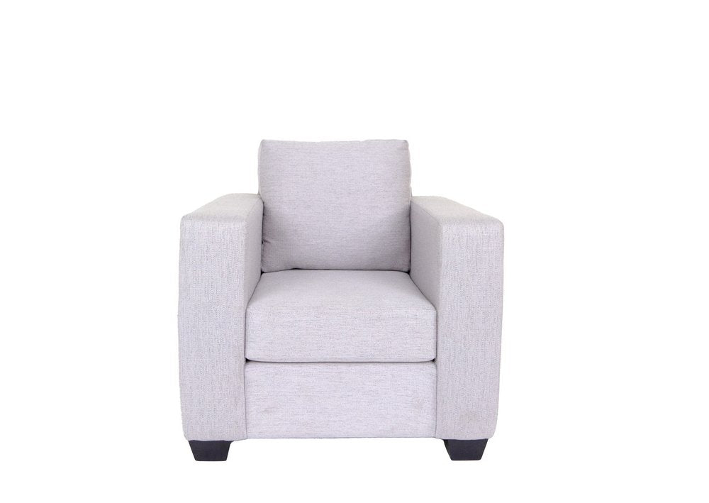 36" Light Gray and Dark Brown Fabric Arm Chair