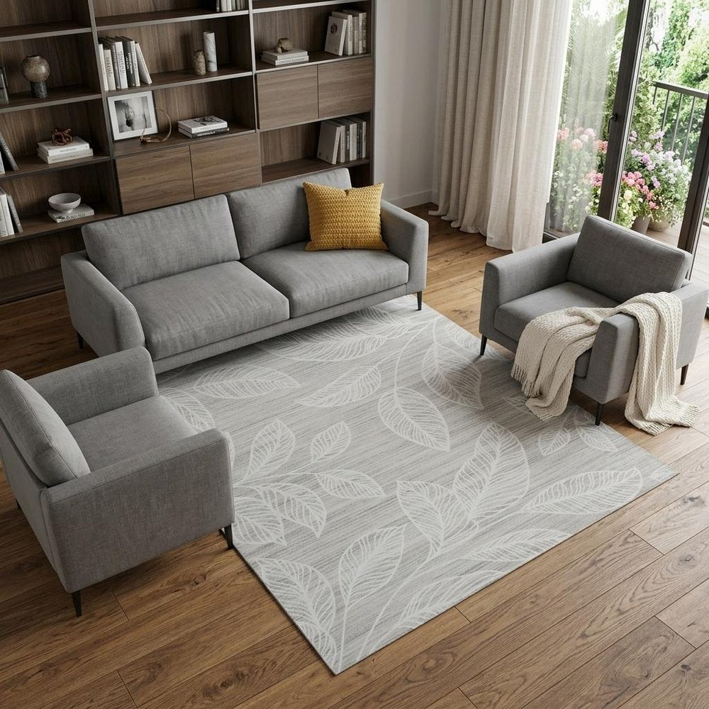 7' X 10' Beige and Ivory Floral Distressed Area Rug