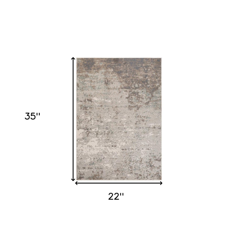 2' X 3' Gray And Ivory Abstract Area Rug