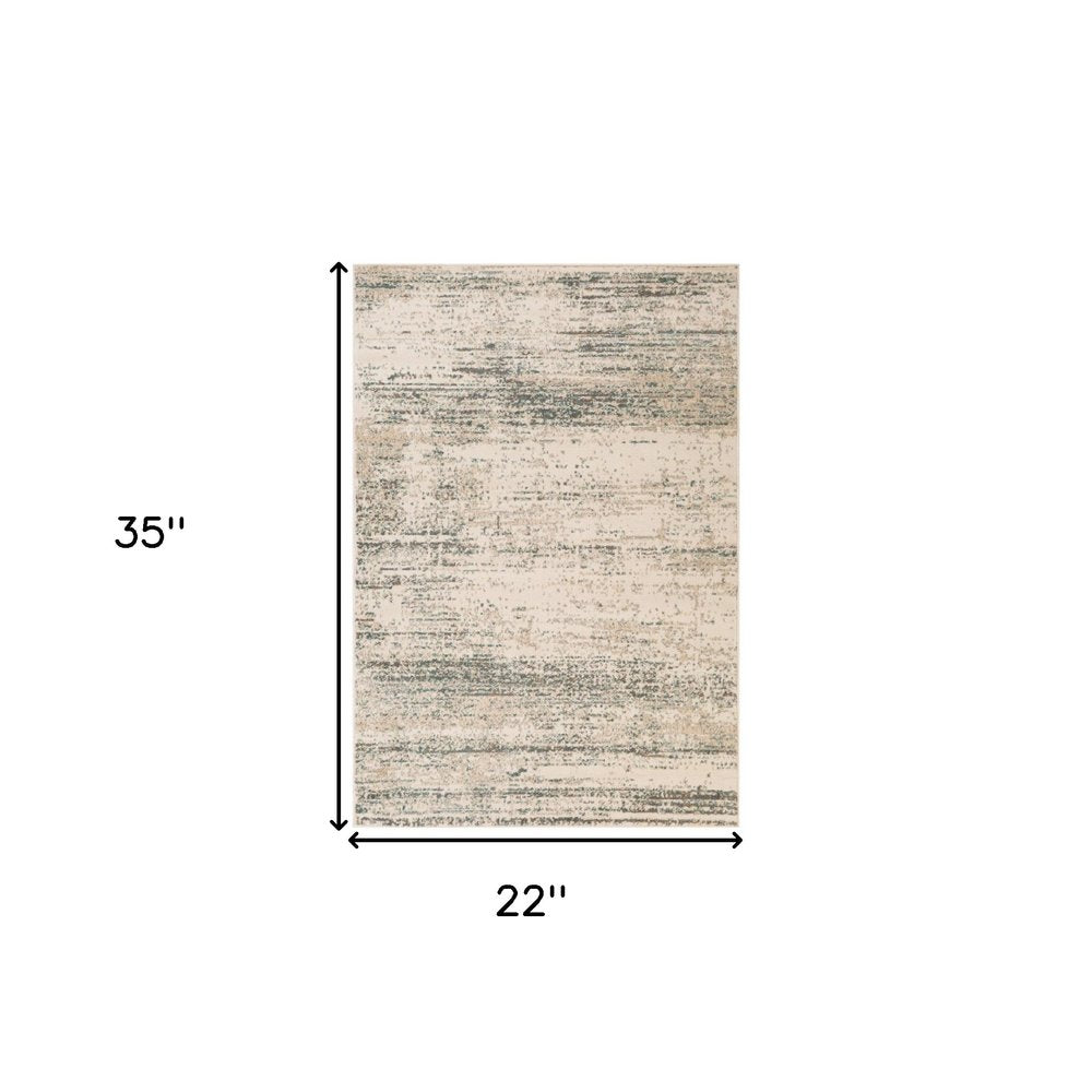 10' Ivory And Gray Abstract Runner Rug