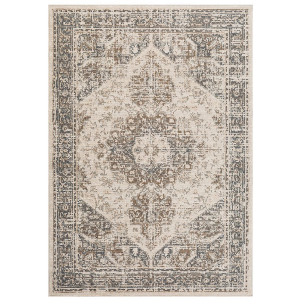 10' Gray And Beige Medallion Runner Rug
