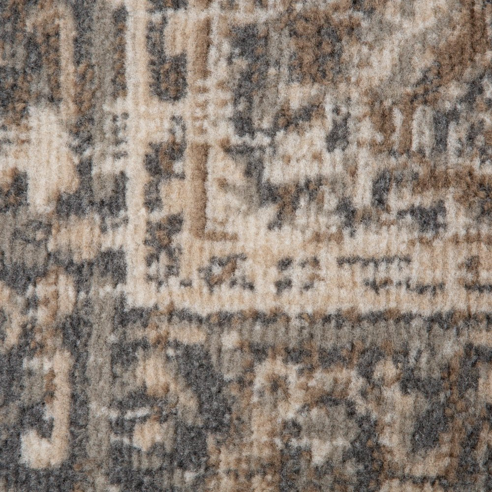 10' Gray And Beige Medallion Runner Rug