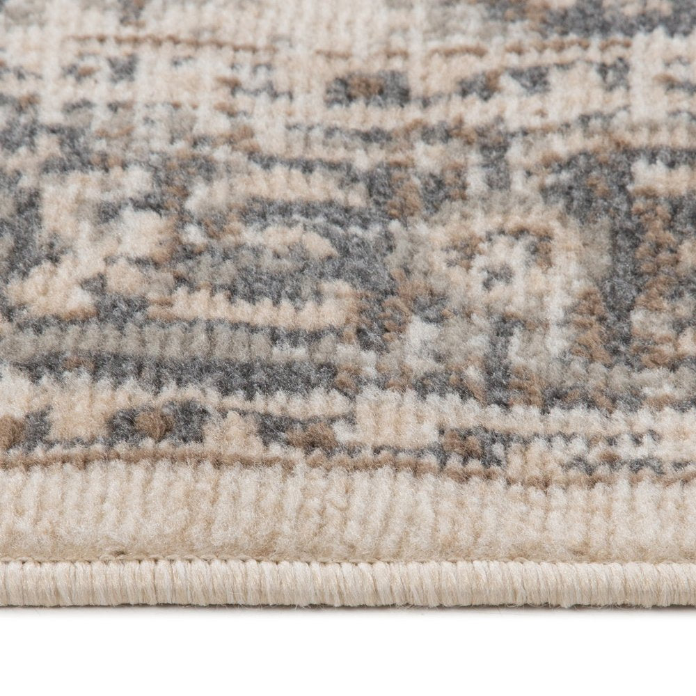 10' Gray And Beige Medallion Runner Rug