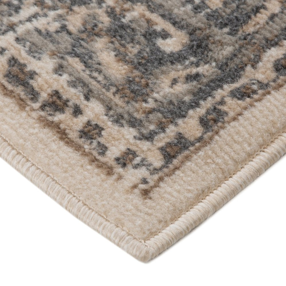 10' Gray And Beige Medallion Runner Rug