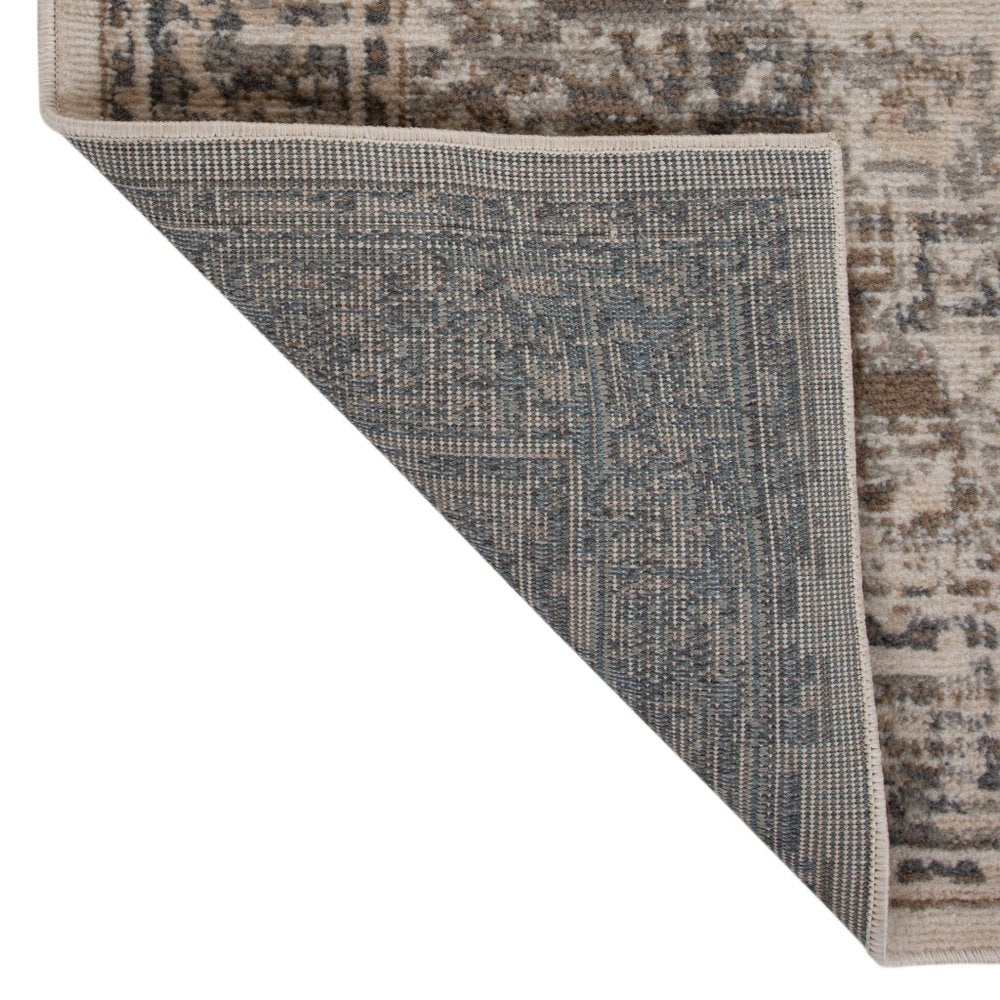 10' Gray And Beige Medallion Runner Rug