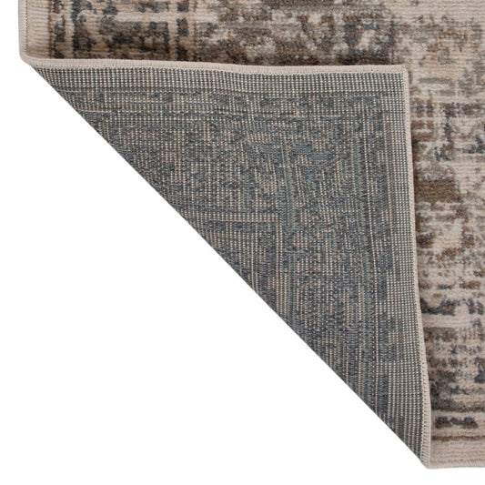 10' Gray And Beige Medallion Runner Rug