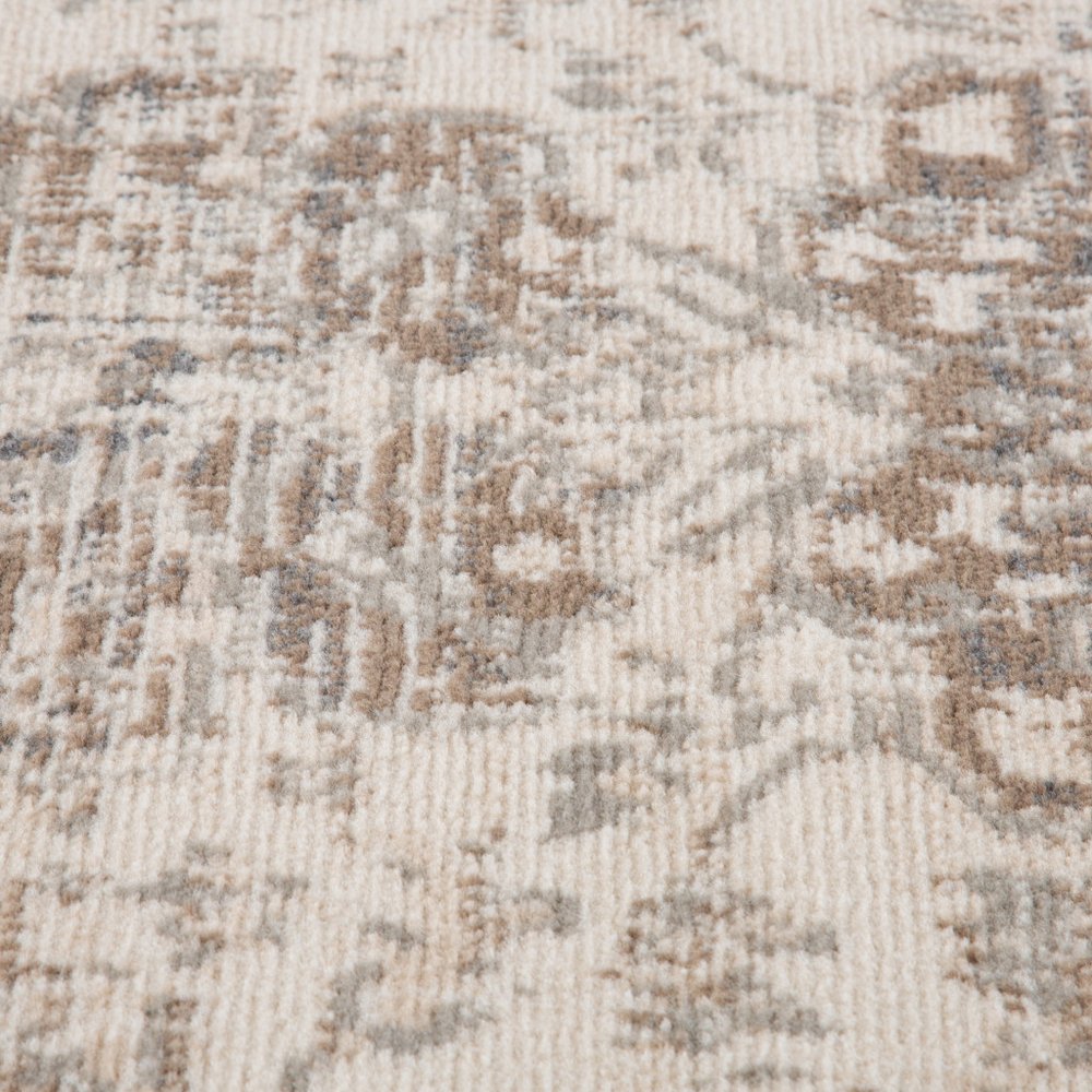 10' Gray And Beige Medallion Runner Rug