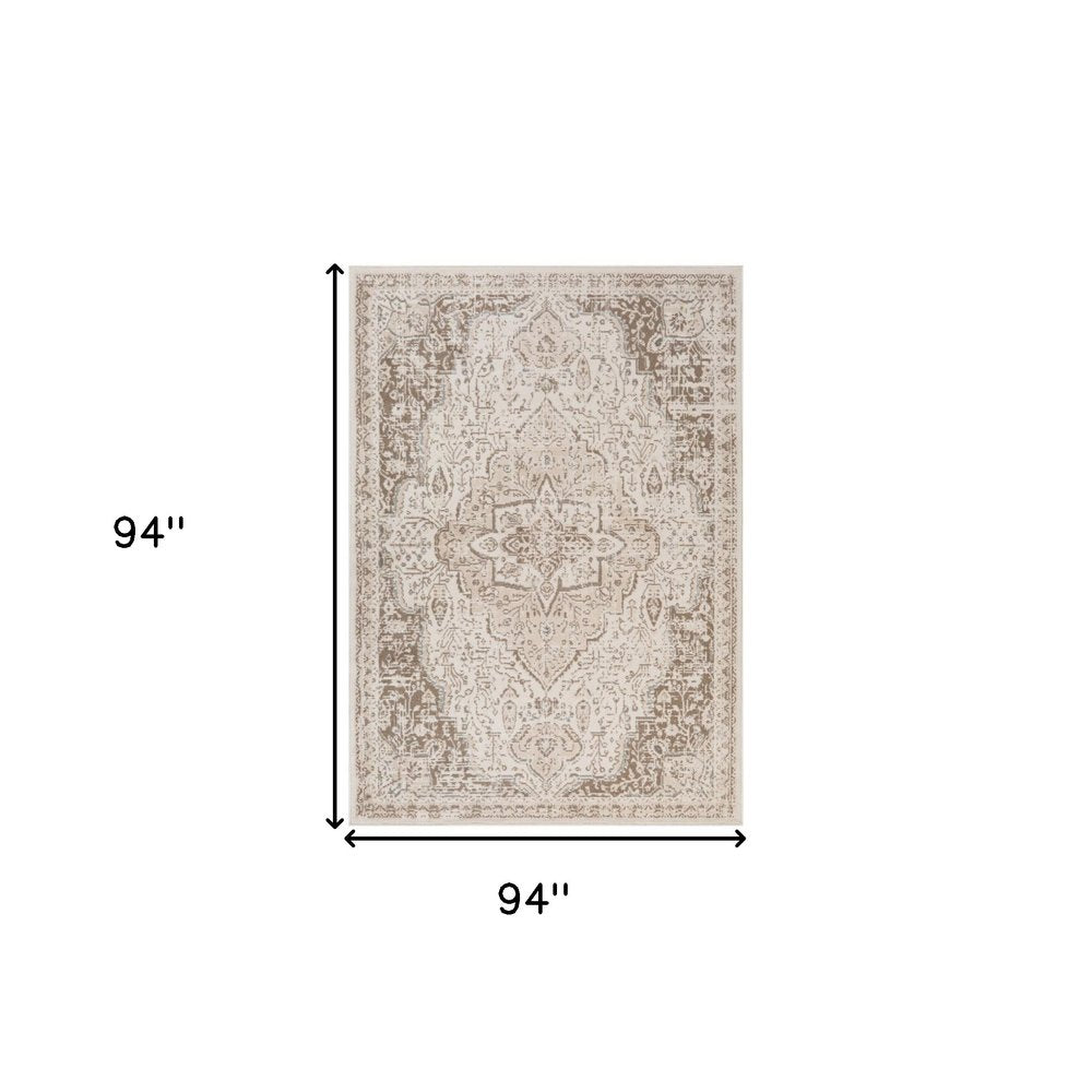 10' X 14' Cream And Brown Medallion Area Rug