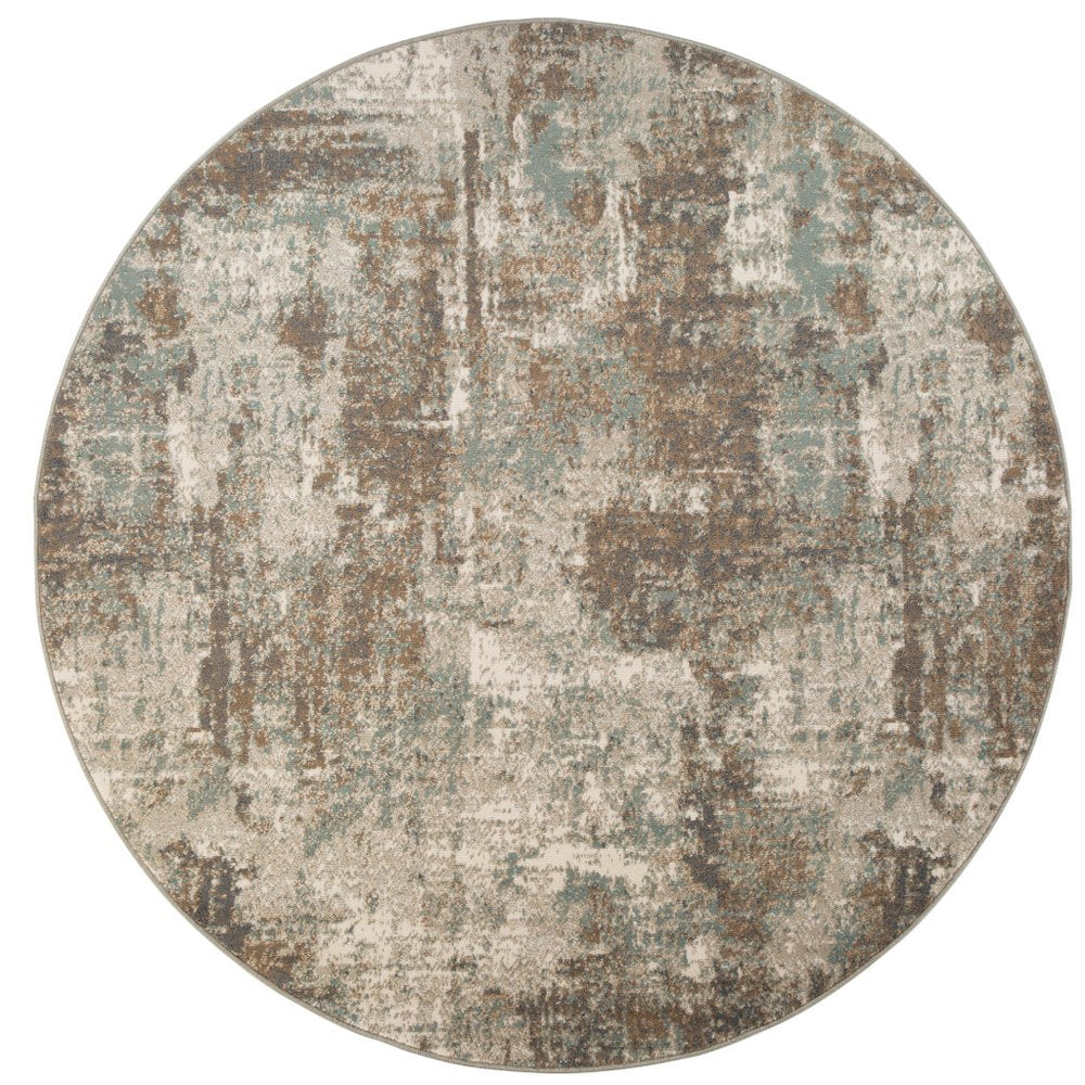 10' X 14' Ivory Brown And Green Abstract Area Rug