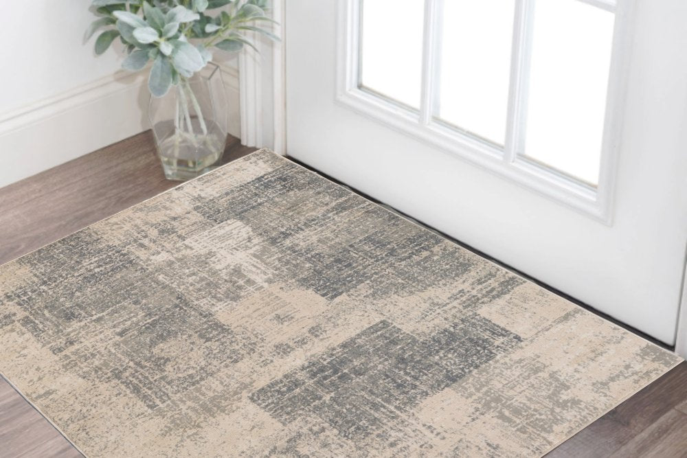 10' X 14' Gray And Sand Abstract Area Rug