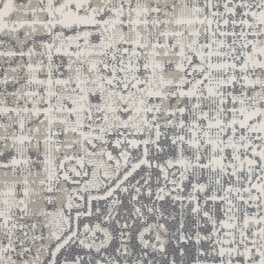 10' X 14' Gray And Ivory Medallion Area Rug
