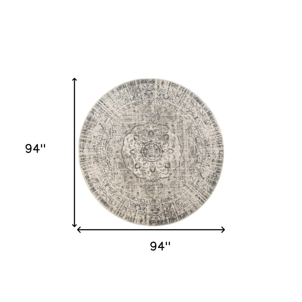 10' X 14' Gray And Ivory Medallion Area Rug