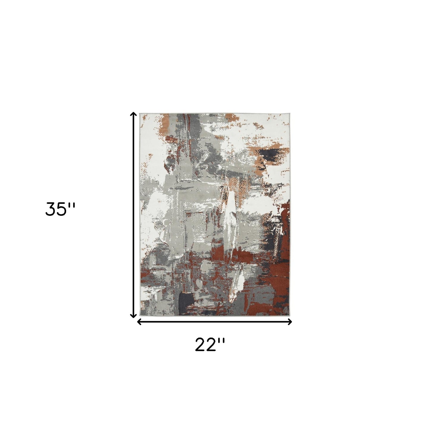 8' Ivory Gray and Rust Abstract Power Loom Round Rug