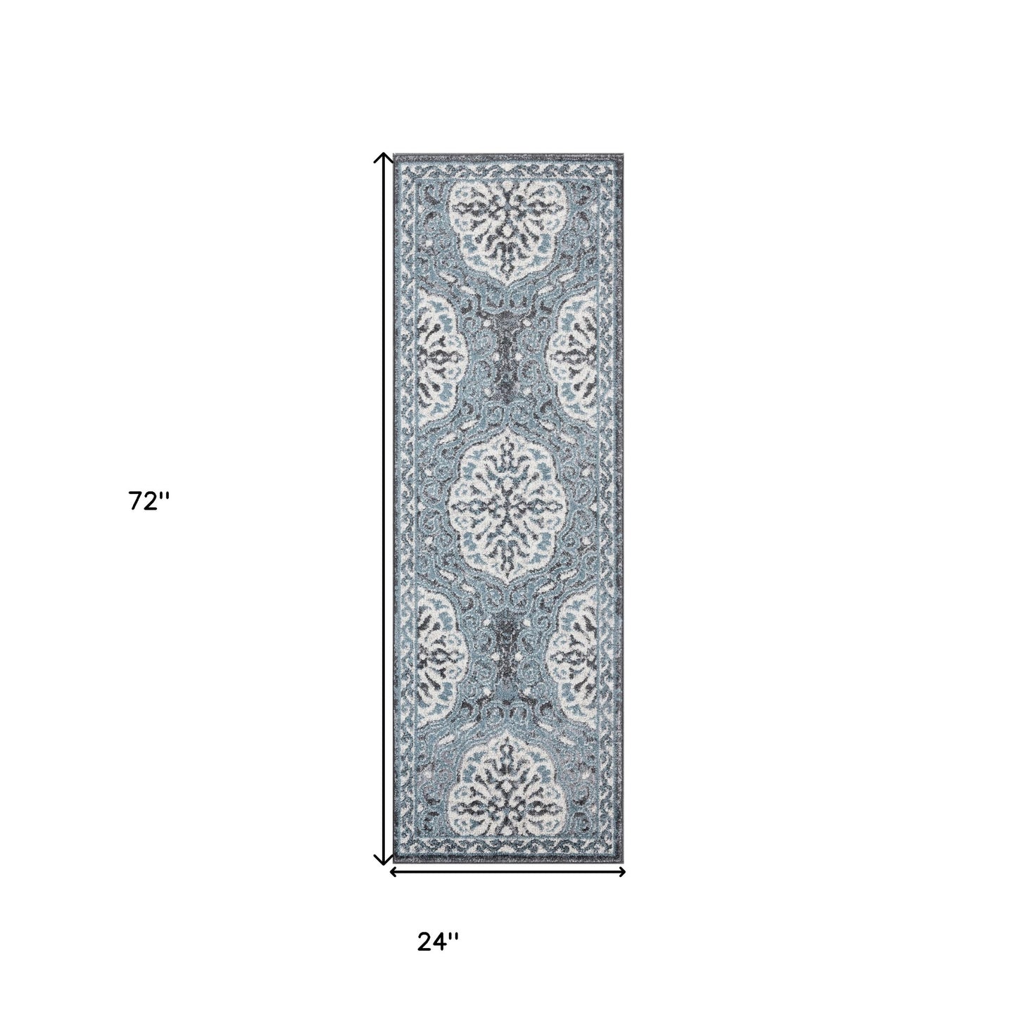 8' X 10' Charcoal and Ivory Medallion Power Loom Area Rug
