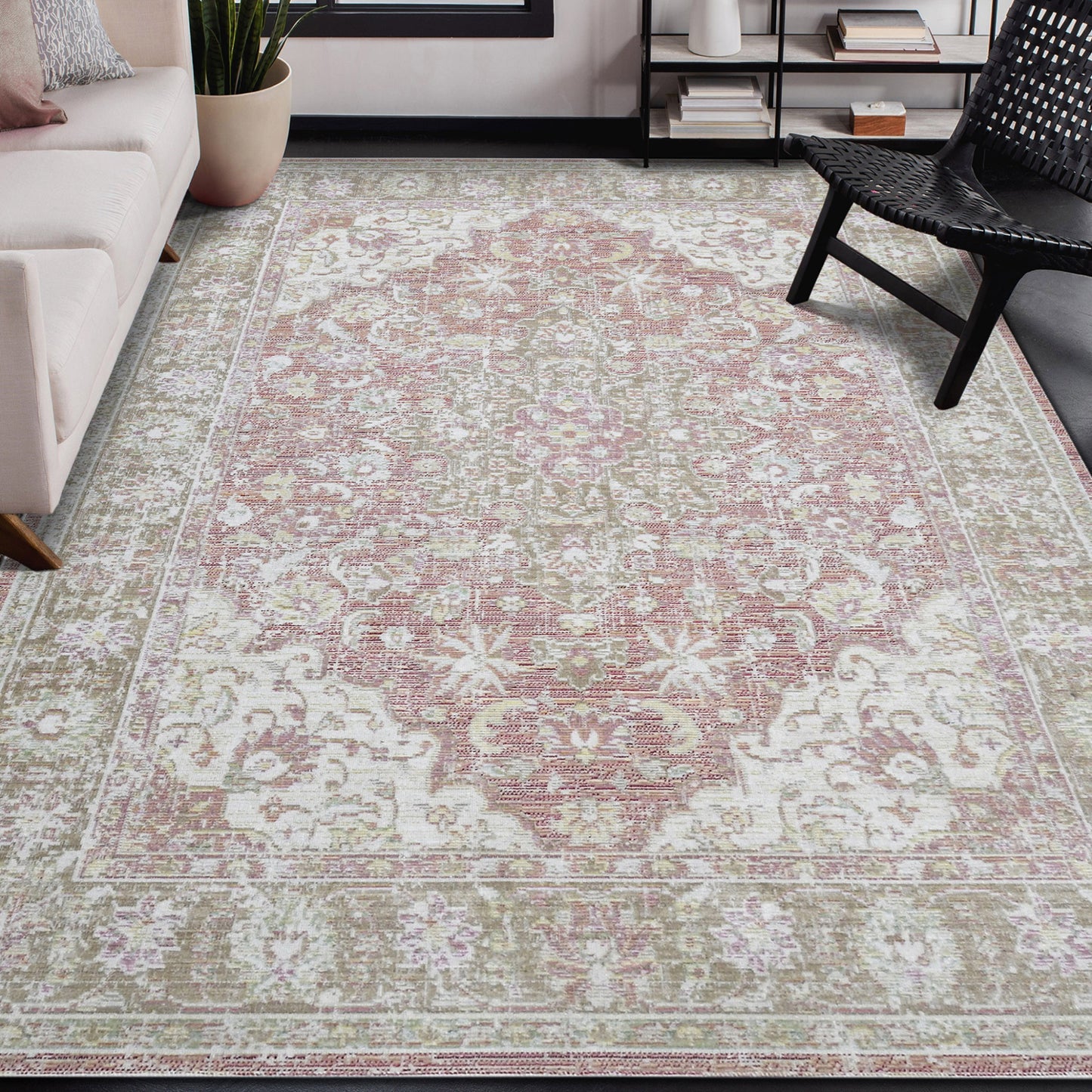 5' X 8' Sage And Gray Medallion Area Rug