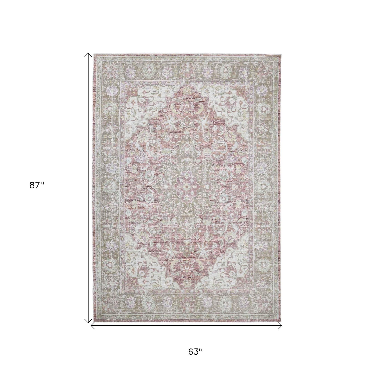 5' X 8' Sage And Gray Medallion Area Rug
