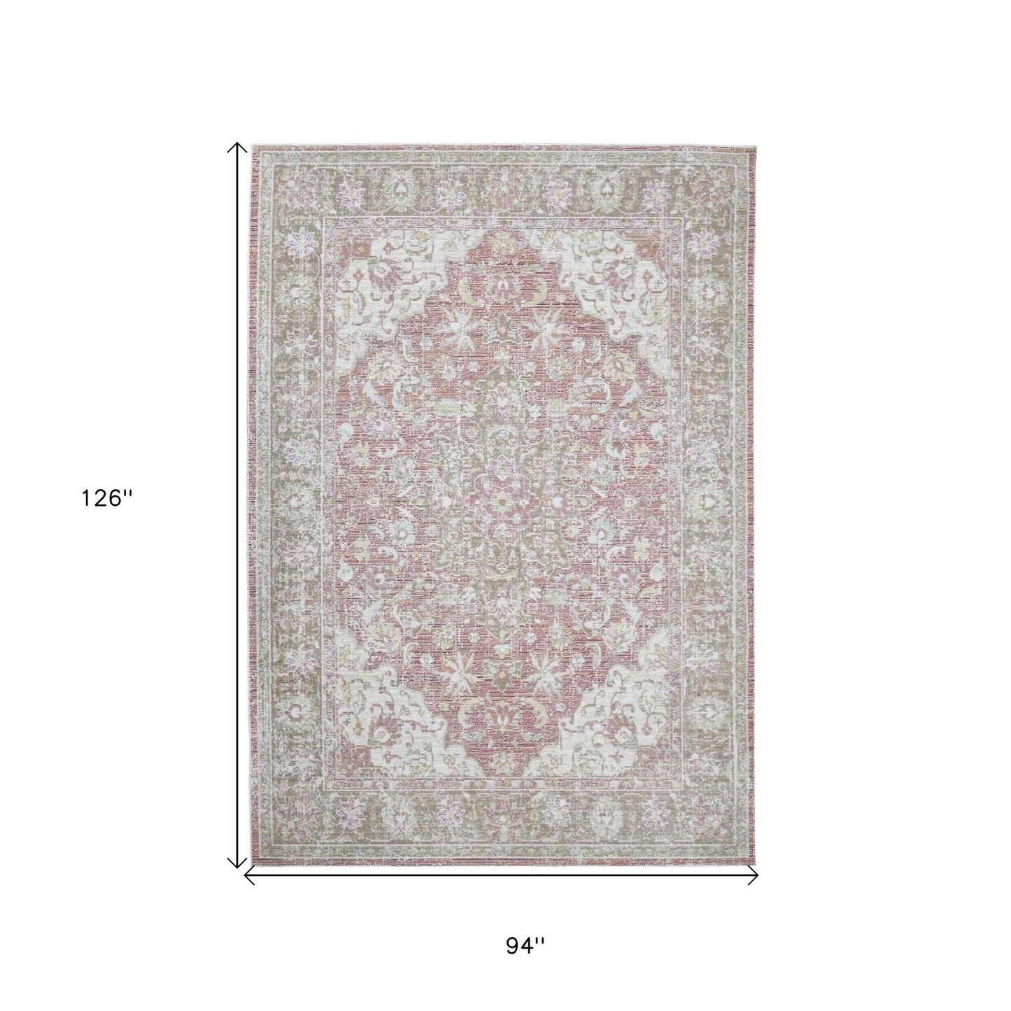 5' X 8' Sage And Gray Medallion Area Rug