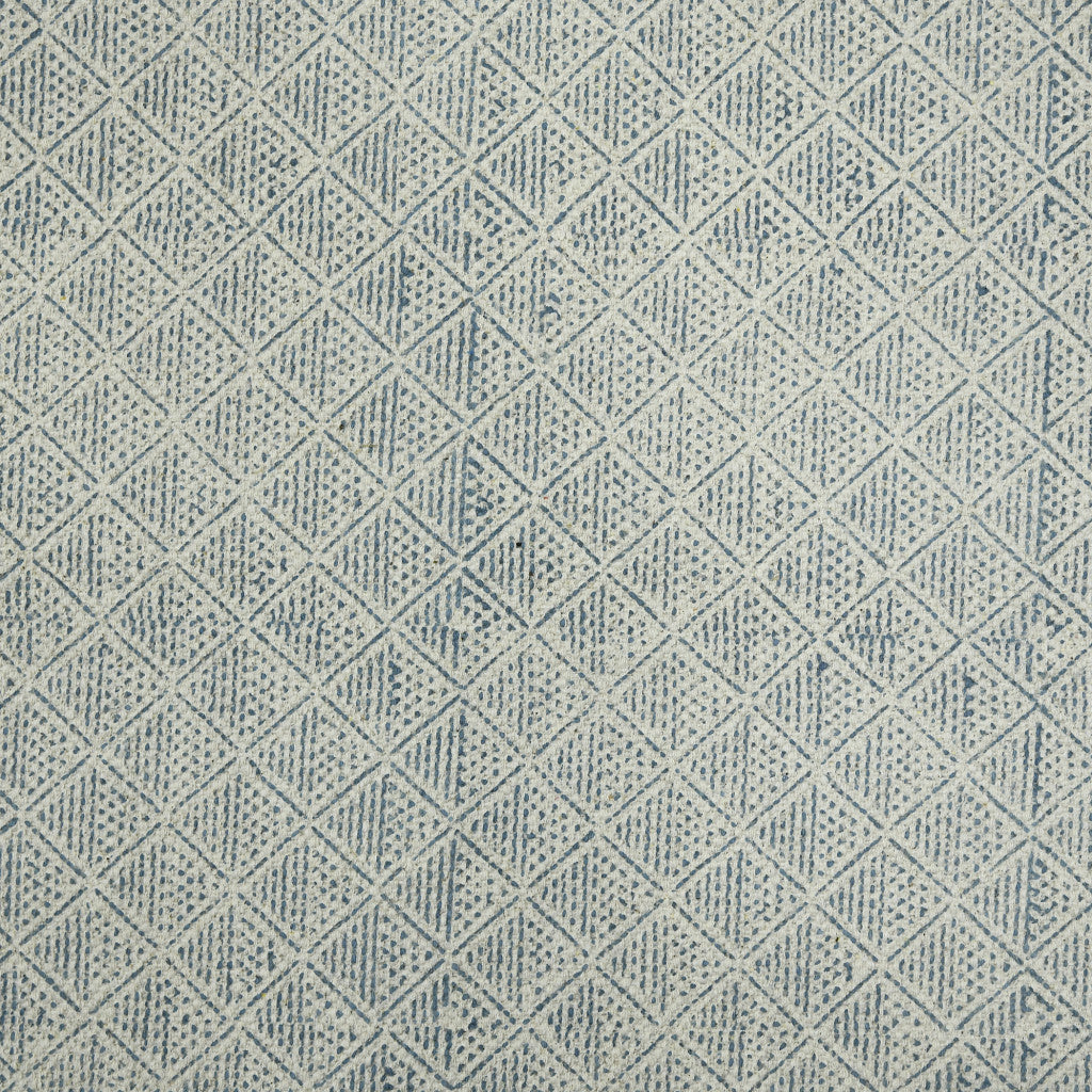 9' X 12' Gray And Blue Geometric Flatweave Handmade Distressed Area Rug With Fringe