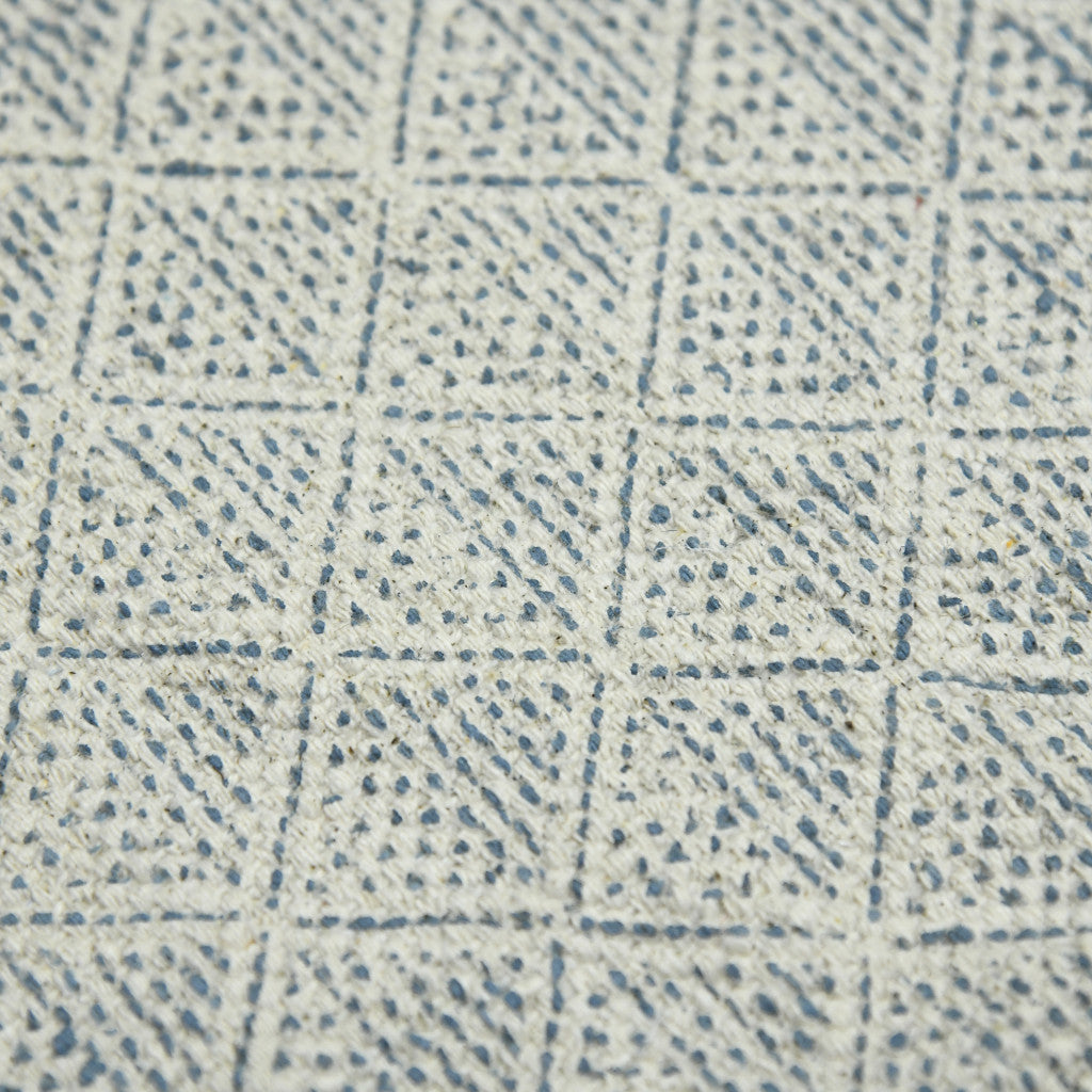 9' X 12' Gray And Blue Geometric Flatweave Handmade Distressed Area Rug With Fringe